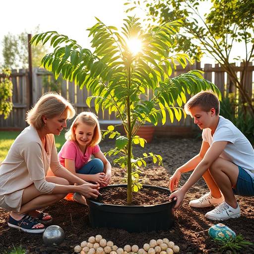 A family planting a tree, symbolizing growth and long-term investment.
