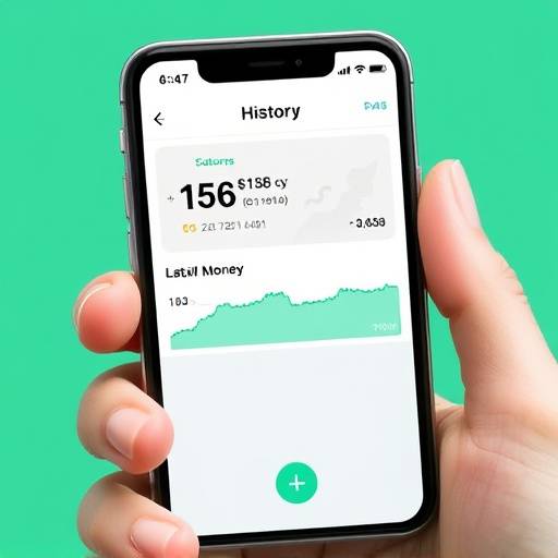 A smartphone displaying a mobile money transaction history