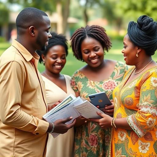 A Ugandan family discussing their finances together, emphasizing the importance of open communication and shared financial goals.
