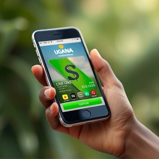 A Ugandan using a mobile phone to make a payment, highlighting the widespread adoption of mobile money in the country.